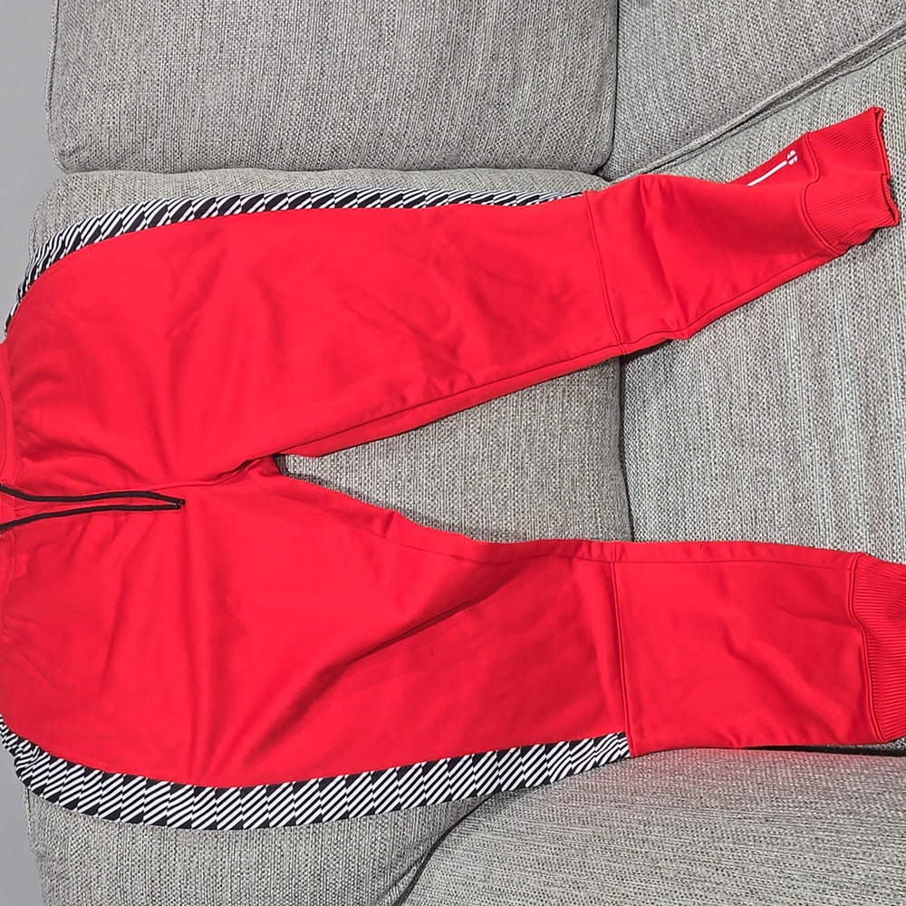 Sports Illustrated Swim Red Joggers with Black and White Stripes